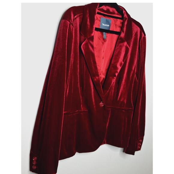 Modcloth Velvet Blazer Jacket XL Wine Whimsygoth Fairy Vampire Academia Goth - Picture 2 of 12